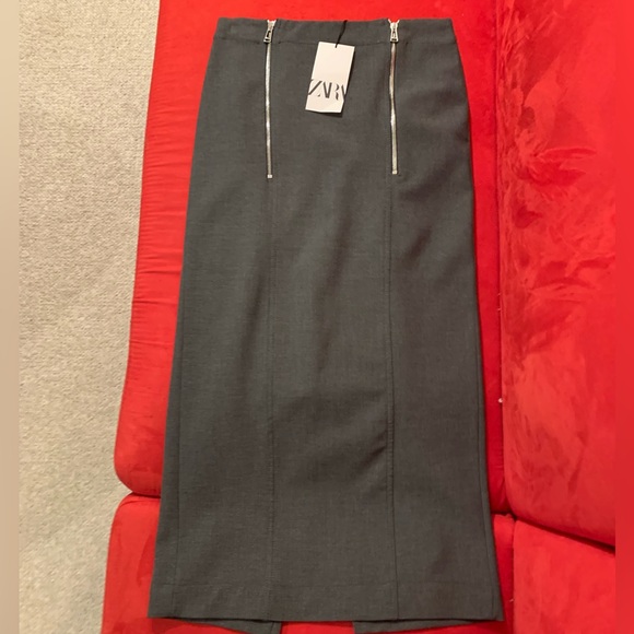 Zara ZW COLLECTION ZIPPERED PENCIL SKIRT - Picture 13 of 14